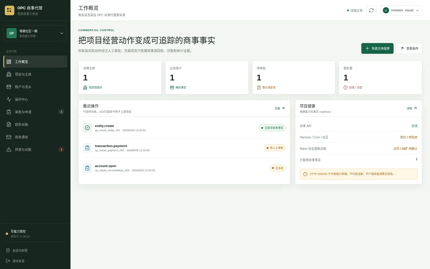 OPC 商事代理工作台总览